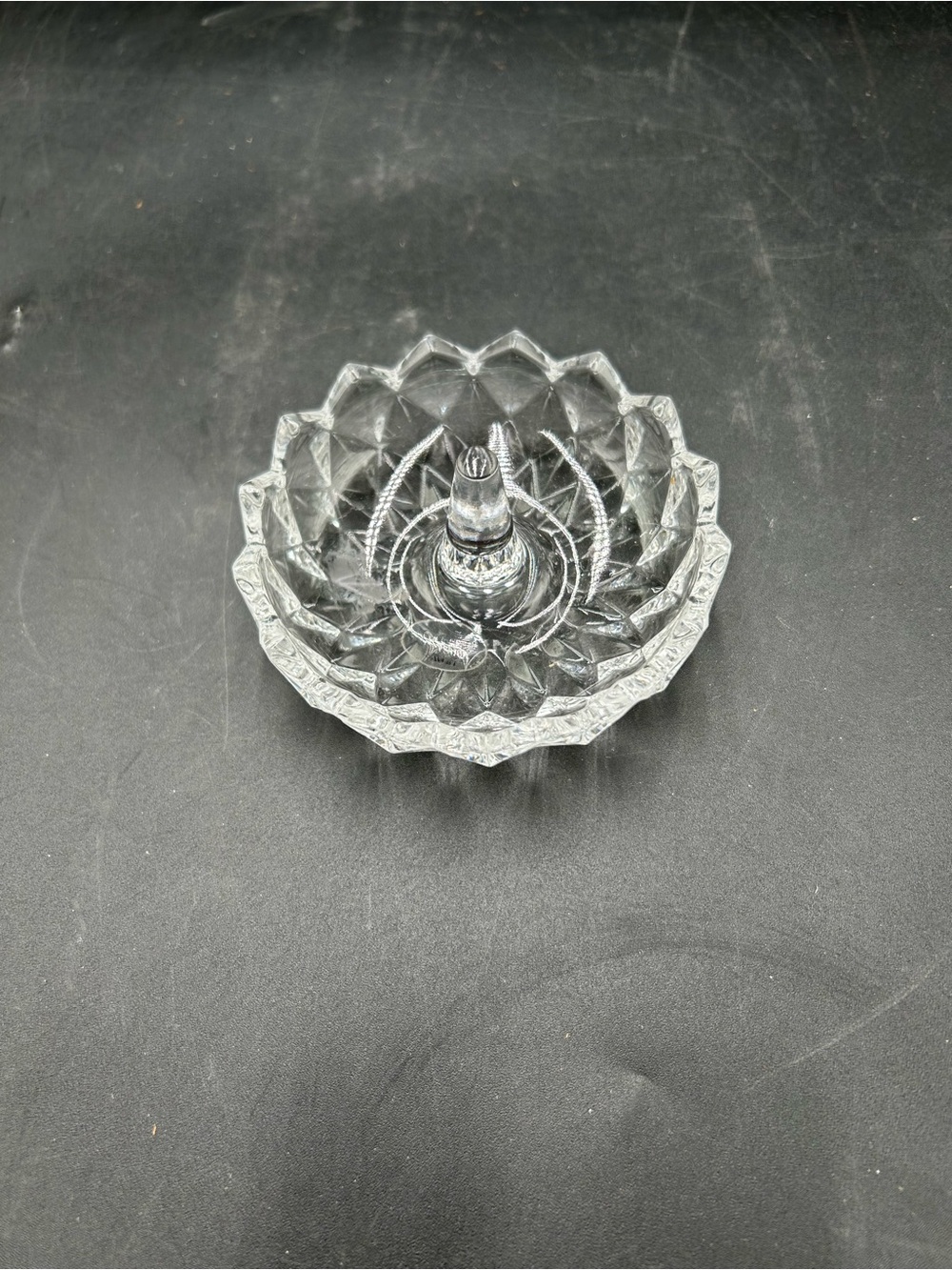Avon crystal glass Ring Holder Dish